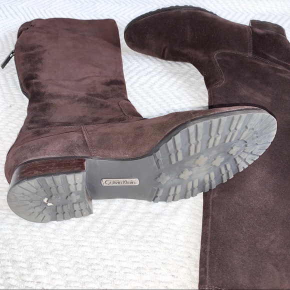 Calvin Klien Row Suede High Boot Dark Brown 9M - Picture 2 of 16